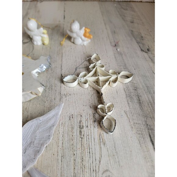 Angel cross goose squirrel religious ornament cherub Xmas set unique vintage - Picture 9 of 11